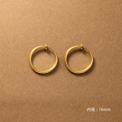 クリームドット Cream dot. 選べる6サイズ、シンプルで身につけやすいステンレス製フープイヤリング （ゴールド）｜詳細画像
