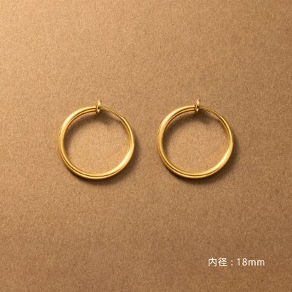 クリームドット Cream dot. 選べる6サイズ、シンプルで身につけやすいステンレス製フープイヤリング （ゴールド）｜詳細画像