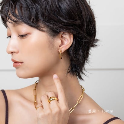 クリームドット Cream dot. 選べる6サイズ、シンプルで身につけやすいステンレス製フープイヤリング （ゴールド）｜詳細画像