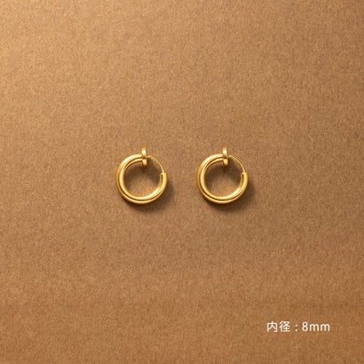 クリームドット Cream dot. 選べる6サイズ、シンプルで身につけやすいステンレス製フープイヤリング （ゴールド）｜詳細画像