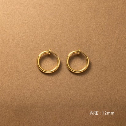 クリームドット Cream dot. 選べる6サイズ、シンプルで身につけやすいステンレス製フープイヤリング （ゴールド）｜詳細画像