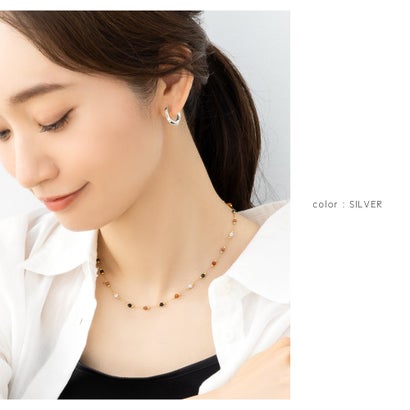 クリームドット Cream dot. 艶めくニュアンスメタルラインのイヤリング/ピアス （イヤリング：ピンクゴールド）｜詳細画像