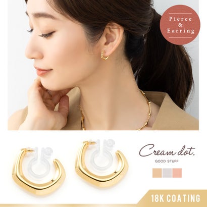 クリームドット Cream dot. 艶めくニュアンスメタルラインのイヤリング/ピアス （イヤリング：ピンクゴールド）｜詳細画像