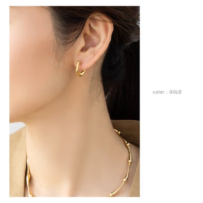 クリームドット Cream dot. 艶めくニュアンスメタルラインのイヤリング/ピアス （イヤリング：ピンクゴールド）｜詳細画像