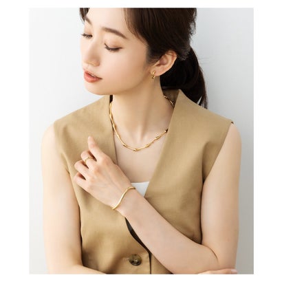 クリームドット Cream dot. 艶めくニュアンスメタルラインのイヤリング/ピアス （イヤリング：ピンクゴールド）｜詳細画像