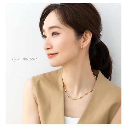 クリームドット Cream dot. 艶めくニュアンスメタルラインのイヤリング/ピアス （イヤリング：ピンクゴールド）｜詳細画像