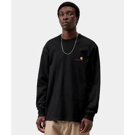 長袖 Tシャツ ロンT メンズ ワンポイント ロゴ （BLACK）