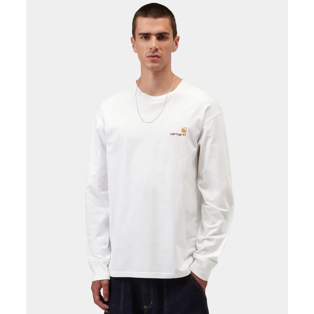 長袖 Tシャツ ロンT メンズ ワンポイント ロゴ （WHITE）