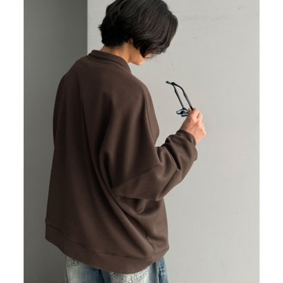 《JaVaジャバコラボ》胸刺繍ダンボール素材ハーフジッププルオーバー（オーバーサイズ） （ブラウン）｜詳細画像