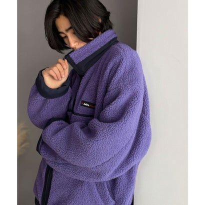 《JaVaジャバコラボ》暖か、想像以上。ナイロン×ボア リバーシブルスタンドカラーブルゾン （ネイビー×パープル）｜詳細画像