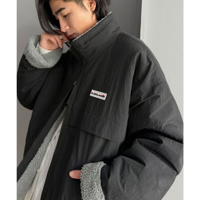 《JaVaジャバコラボ》暖か、想像以上。ナイロン×ボア リバーシブルスタンドカラーブルゾン （ブルー×ブラウン）｜詳細画像