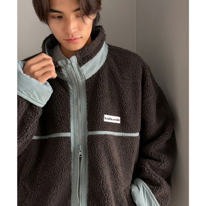 《JaVaジャバコラボ》暖か、想像以上。ナイロン×ボア リバーシブルスタンドカラーブルゾン （ブルー×ブラウン）｜詳細画像