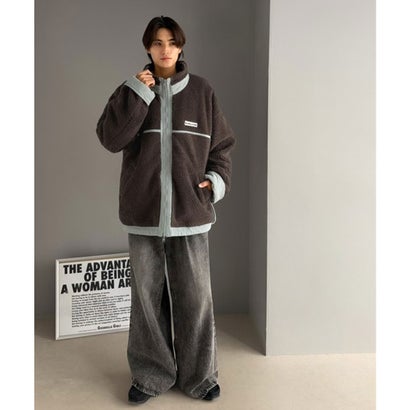 《JaVaジャバコラボ》暖か、想像以上。ナイロン×ボア リバーシブルスタンドカラーブルゾン （ブルー×ブラウン）｜詳細画像