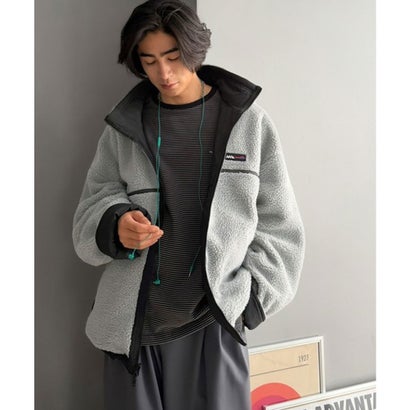 《JaVaジャバコラボ》暖か、想像以上。ナイロン×ボア リバーシブルスタンドカラーブルゾン （ブラック×グレー）｜詳細画像