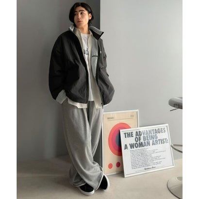 《JaVaジャバコラボ》暖か、想像以上。ナイロン×ボア リバーシブルスタンドカラーブルゾン （ブラック×グレー）｜詳細画像