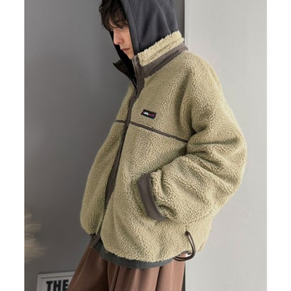 《JaVaジャバコラボ》暖か、想像以上。ナイロン×ボア リバーシブルスタンドカラーブルゾン （ブラウン×グレイッシュベージュ）｜詳細画像