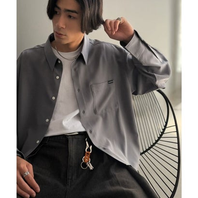 《Classical Origin》【イージーケア・吸水速乾・UVカット機能付】ブロード長袖シャツ （チャコールグレー）｜詳細画像
