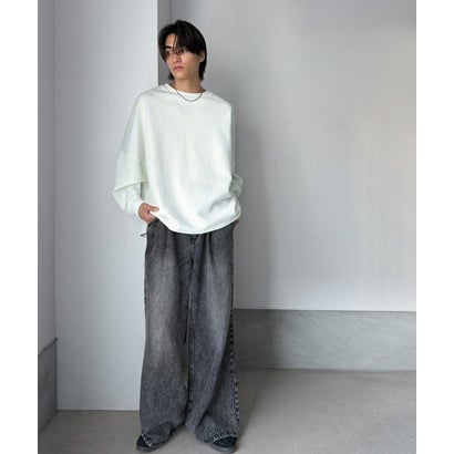 《JaVaジャバコラボ》シンプルなのに埋もれない。ふくれジャガードオーバーサイズプルオーバー（長袖） （オフホワイト）｜詳細画像