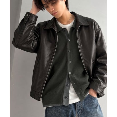ミラノリブ配色ニットシャツ / MILANO RIB COLOR BLOCK KNIT SHIRT （チャコールグレー）｜詳細画像