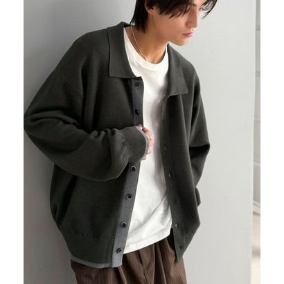 ミラノリブ配色ニットシャツ / MILANO RIB COLOR BLOCK KNIT SHIRT （チャコールグレー）｜詳細画像