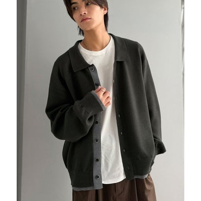 ミラノリブ配色ニットシャツ / MILANO RIB COLOR BLOCK KNIT SHIRT （チャコールグレー）｜詳細画像