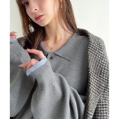 ミラノリブ配色ニットシャツ / MILANO RIB COLOR BLOCK KNIT SHIRT （ネイビー）｜詳細画像