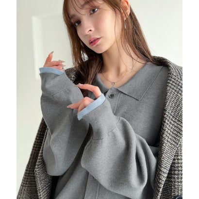 ミラノリブ配色ニットシャツ / MILANO RIB COLOR BLOCK KNIT SHIRT （グレー）｜詳細画像