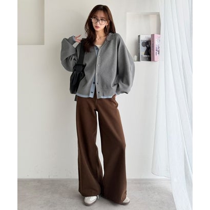 ミラノリブ配色ニットシャツ / MILANO RIB COLOR BLOCK KNIT SHIRT （グレー）｜詳細画像