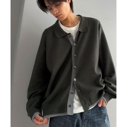 ミラノリブ配色ニットシャツ / MILANO RIB COLOR BLOCK KNIT SHIRT （グレー）｜詳細画像