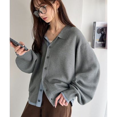 ミラノリブ配色ニットシャツ / MILANO RIB COLOR BLOCK KNIT SHIRT （グレー）｜詳細画像