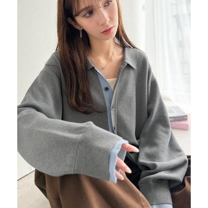 ミラノリブ配色ニットシャツ / MILANO RIB COLOR BLOCK KNIT SHIRT （グレー）｜詳細画像