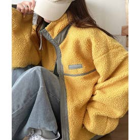 《JaVaジャバコラボ》気分に合わせて着こなす。ほっこり暖かジップリバーシブルボアブルゾン （グレー×イエロー）