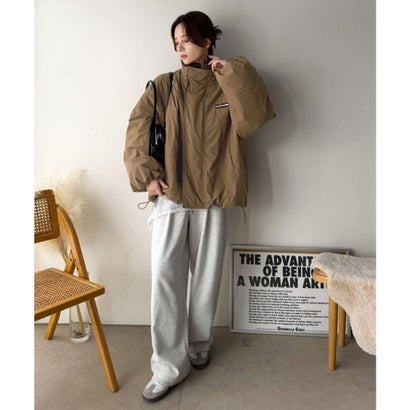 《JaVa ジャバコラボ》だぼっとが可愛さ増し増し♪暖か、襟リブ中綿モンスターブルゾン（ミドル丈） （ブラウン）｜詳細画像