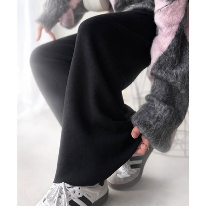 暖かく、お洒落も楽しみたい1本◎ダブルジャガードニットパンツ（ドット柄&無地） （ブラック）｜詳細画像