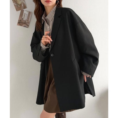 クラシカルエルフ Classical Elf ざっくり、ゆったり、とにかくルーズがいい!!スーパービッグフロントテーラードロングジャケット （ブラック）｜詳細画像