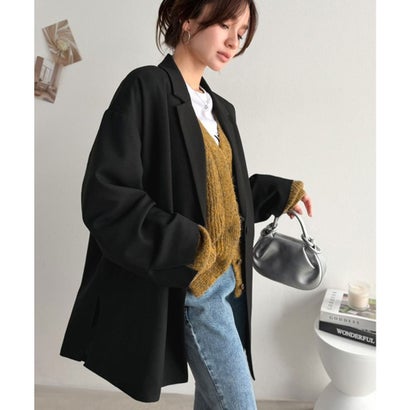 クラシカルエルフ Classical Elf ざっくり、ゆったり、とにかくルーズがいい!!スーパービッグフロントテーラードロングジャケット （ブラック）｜詳細画像