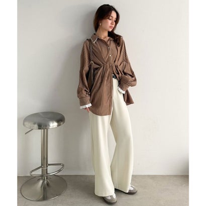 クラシカルエルフ Classical Elf 【アンチピリング・防シワ・UVカット・ウォッシャブル機能付】“美ジュアル” セミフレアパンツ （アイボリー）｜詳細画像