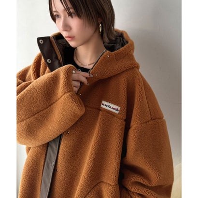 《JaVaジャバコラボ》「今日はどっちで着る？」2WAYで楽しむ リバーシブルフーディーブルゾン （ブラウン×ブラウン）｜詳細画像