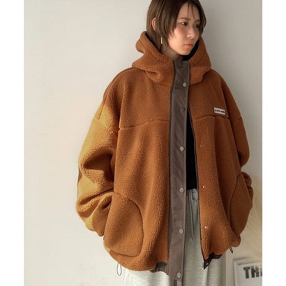 《JaVaジャバコラボ》「今日はどっちで着る？」2WAYで楽しむ リバーシブルフーディーブルゾン （ブラウン×ブラウン）｜詳細画像