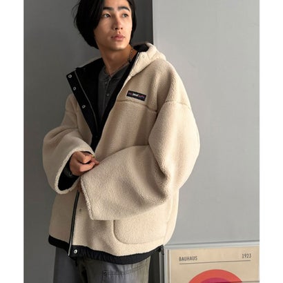 《JaVaジャバコラボ》「今日はどっちで着る？」2WAYで楽しむ リバーシブルフーディーブルゾン （ブラック×ベージュ）｜詳細画像