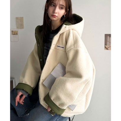 《JaVaジャバコラボ》「今日はどっちで着る？」2WAYで楽しむ リバーシブルフーディーブルゾン （カーキ×ベージュ）｜詳細画像