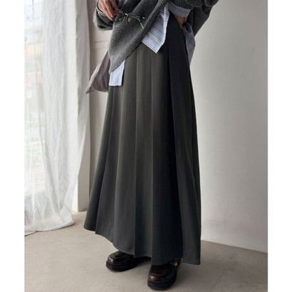 クラシカルエルフ Classical Elf 縦ラインですらっと魅せ。動くたび綺麗。ツイル太プリーツロングスカート（裏地付き） （チャコール）｜詳細画像