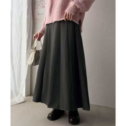 クラシカルエルフ Classical Elf 縦ラインですらっと魅せ。動くたび綺麗。ツイル太プリーツロングスカート（裏地付き） （チャコール）｜詳細画像