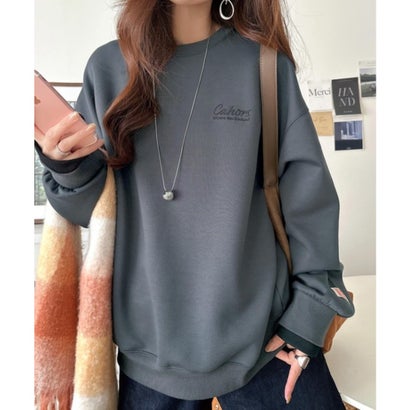 《JaVaジャバコラボ》配色がアクセント。一枚でスタイリング決まる、サガラ刺繍ダンボールプルオーバー （チャコール）｜詳細画像