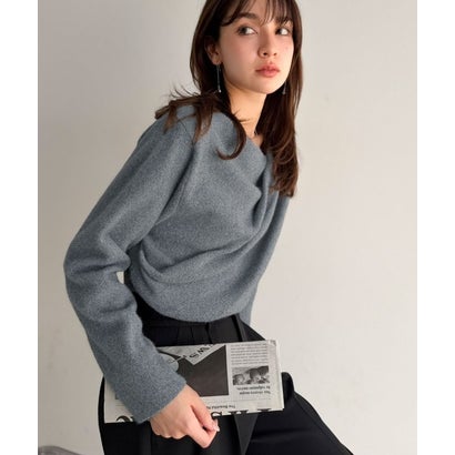 しなやかな落ち感、一枚で上品に印象付く。カシミヤタッチドレープニット(長袖) （グレー）｜詳細画像