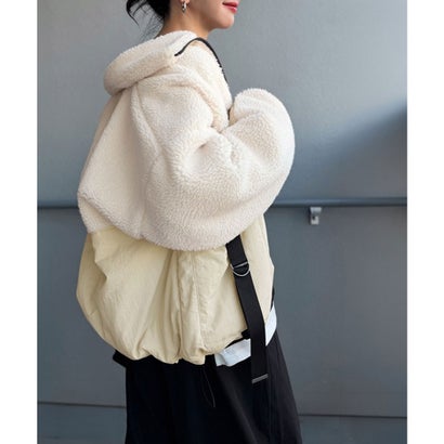 《MAIKOさん×クラシカルエルフ》【親子コーデ可】ボア×ナイロンポケットデザインアウトドアブルゾン （アイボリー）｜詳細画像