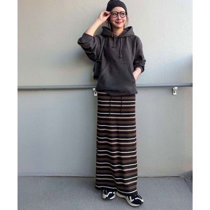 《MAIKOさん×クラシカルエルフコラボ》大人の遊び心をくすぐる。ボーダーニットナロースカート （ブラック）｜詳細画像