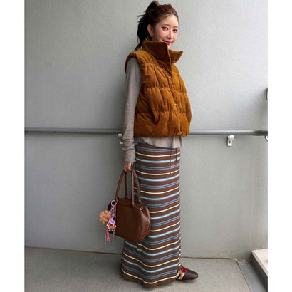 《MAIKOさん×クラシカルエルフコラボ》大人の遊び心をくすぐる。ボーダーニットナロースカート （ブラウン）｜詳細画像