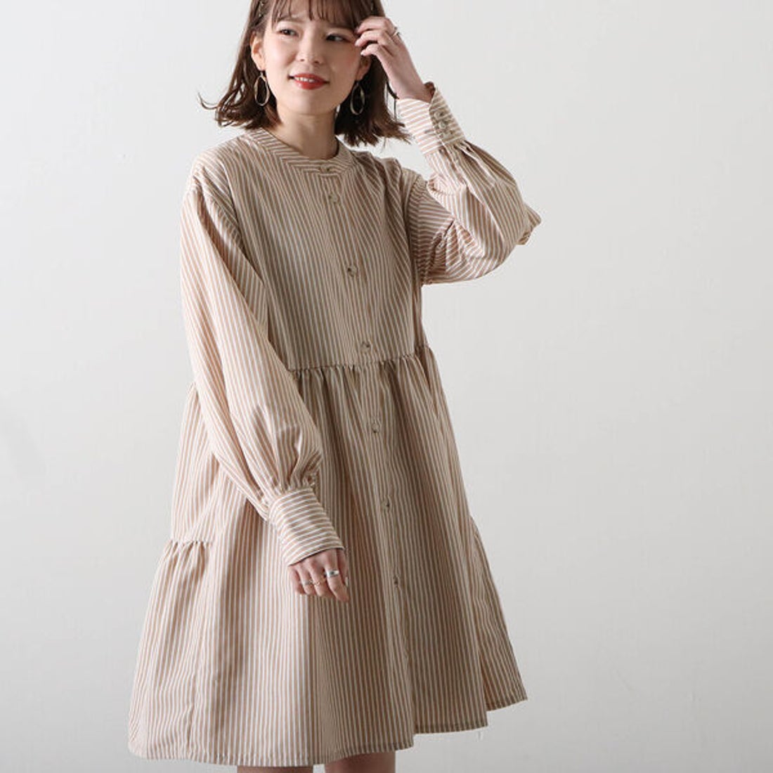 チーク Cheek ストライプティアードチュニック （BEIGE 