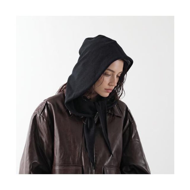 C.T.plage スカーフ 5576 カシミヤ ニット フード （15/BLK）